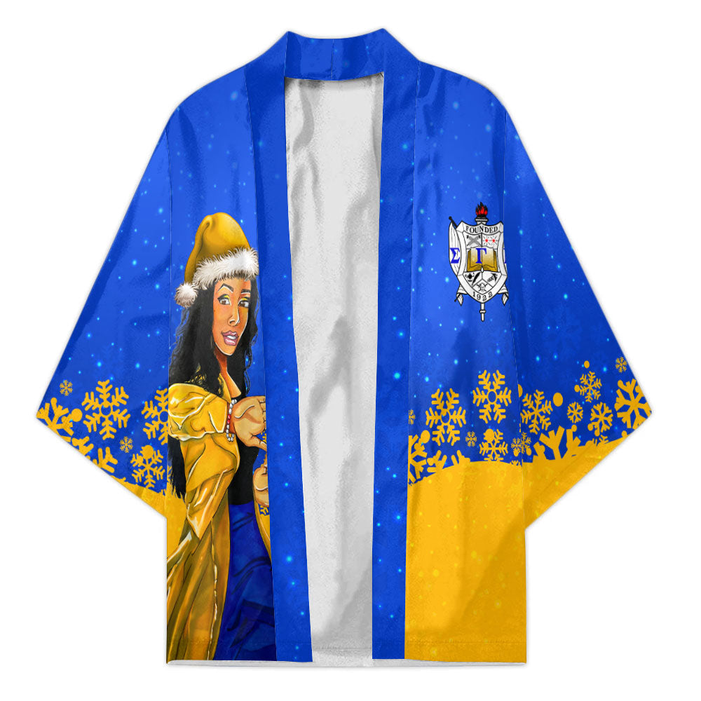 Sorority Kimono - Sigma Gamma Rho Christmas Girl Kimono Pretty Poodles Style