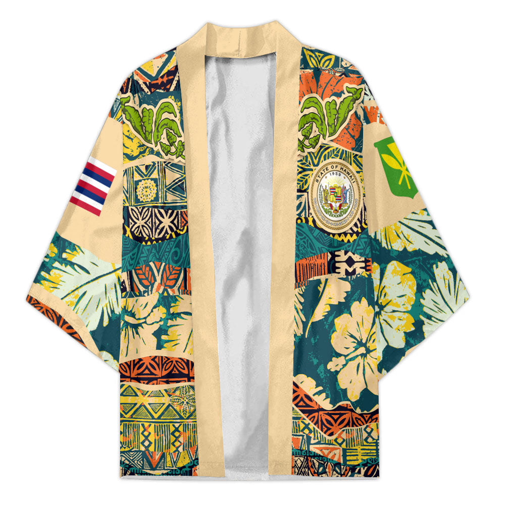 Hawaii Flag Kimono Coat Of Arm Style