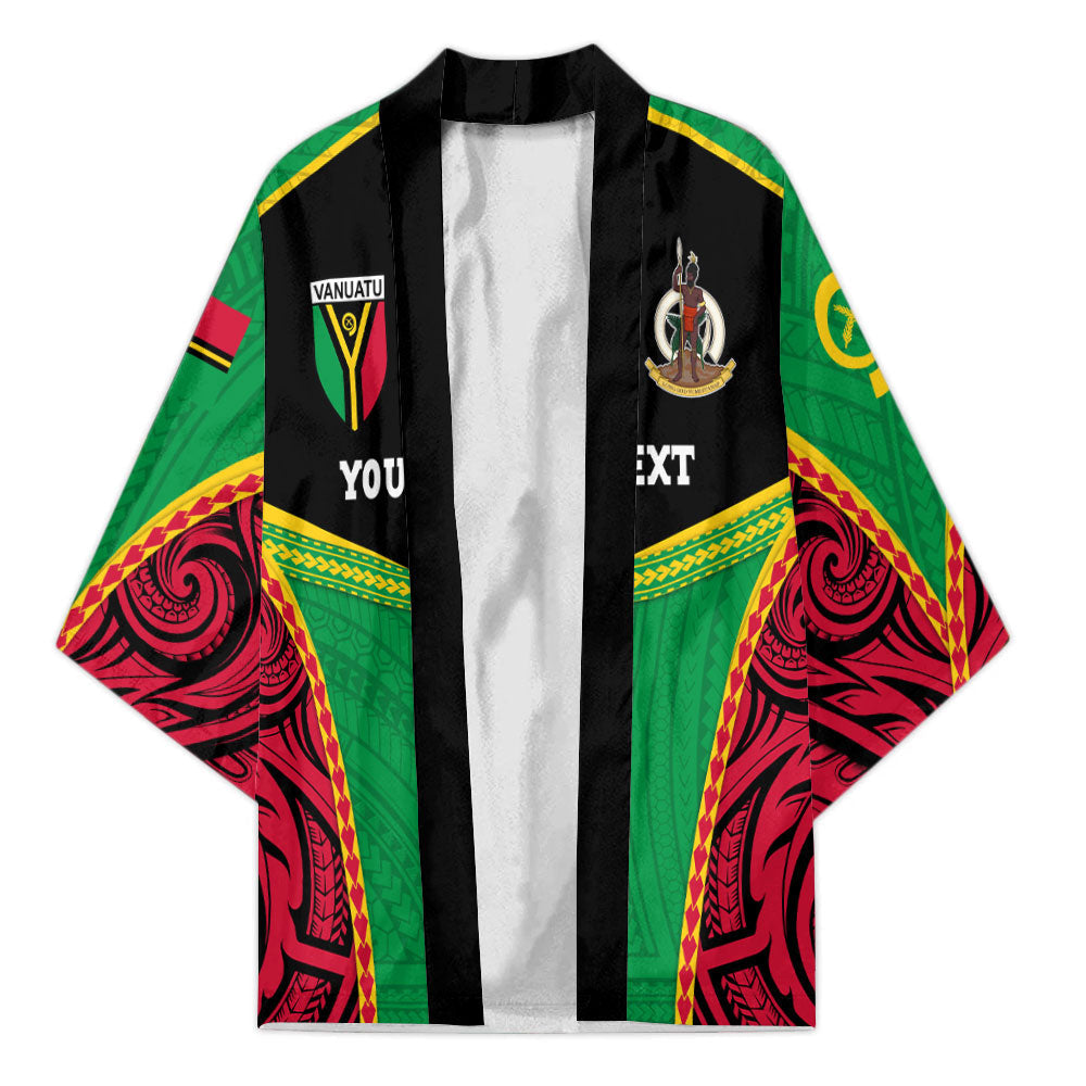 Custom Vanuatu Flag & Coat Of Arms Kimono Black Style