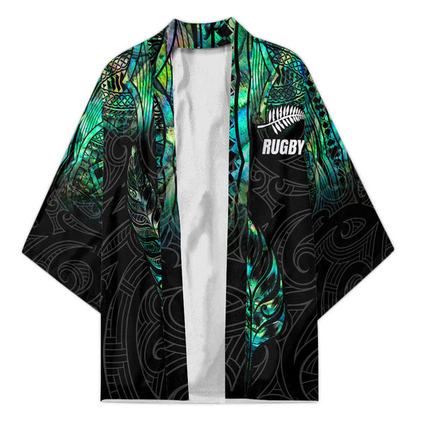 Custom New Zealand Rugby Kimono Maori mix Paua Shell Rugby Silver Fern Aotearoa - LH1