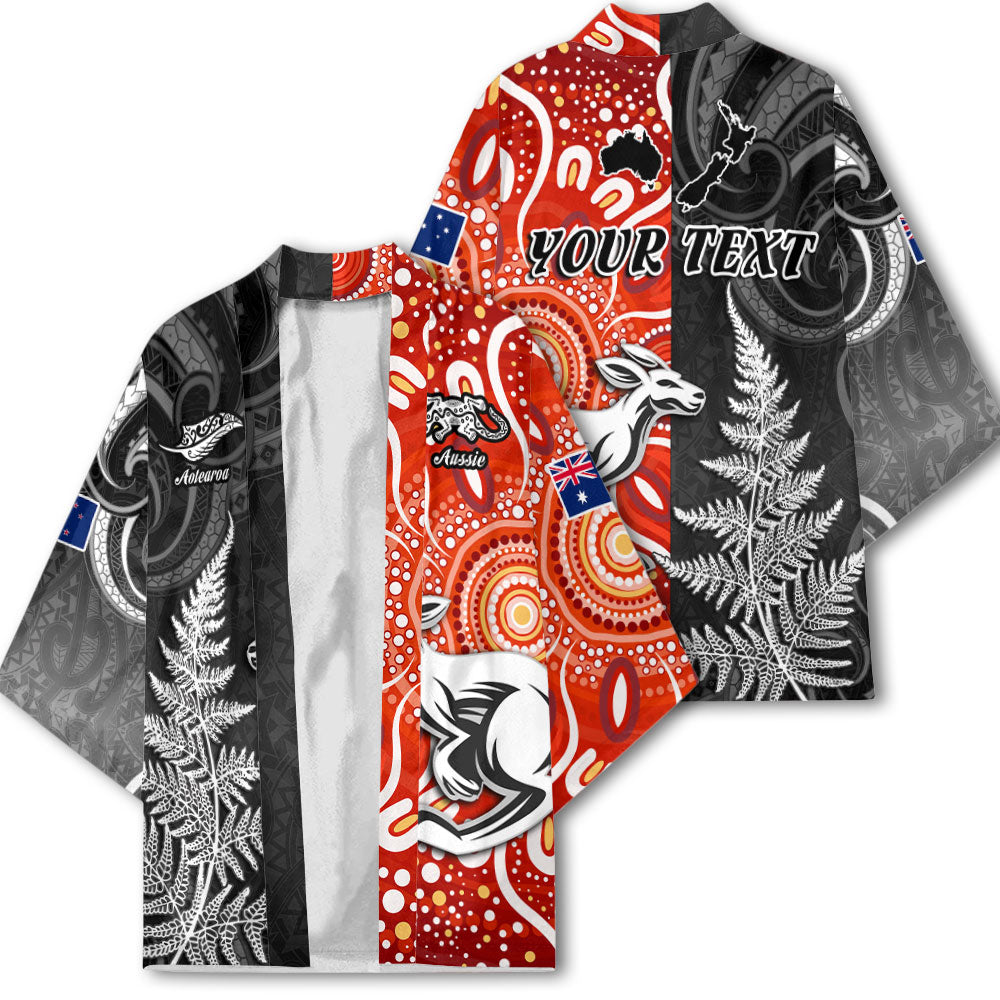 Custom New Zealand Rugby Kimono Aotearoa Silver Fern & Aussie Kangaroo Maori & Aboriginal - LH1