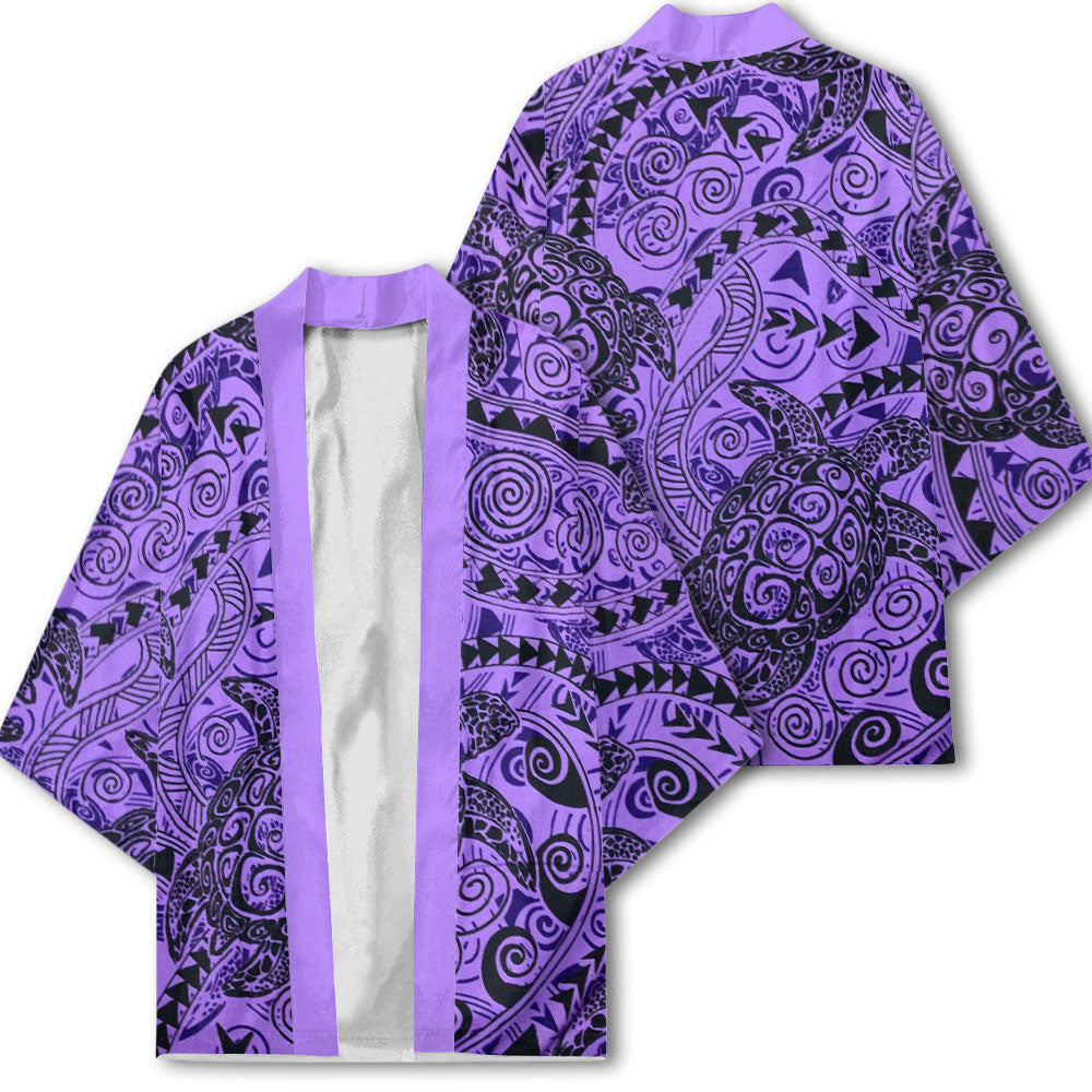 Hawaii Polynesian Turtle Kimono Purple Style