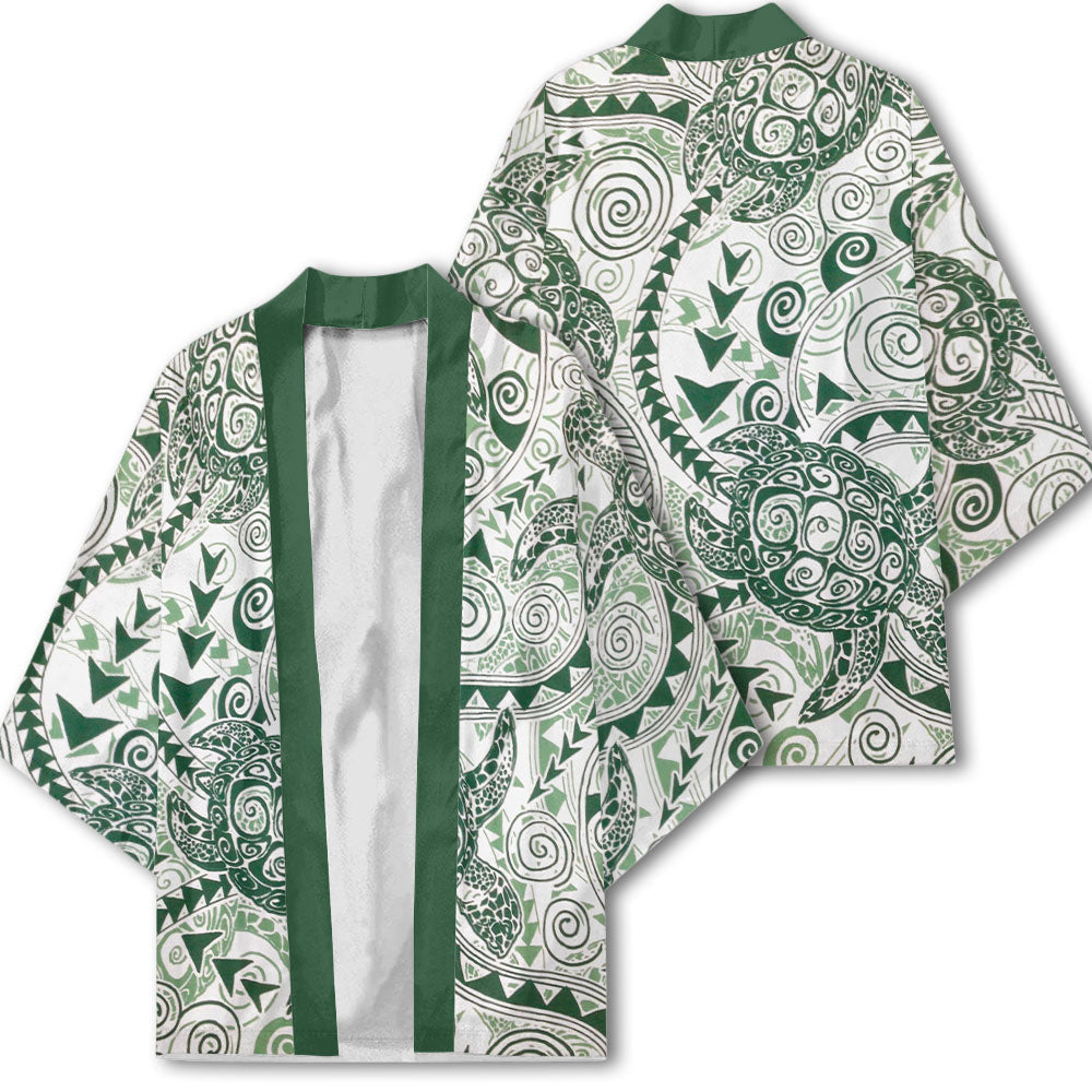 Hawaii Polynesian Turtle Kimono Green Style