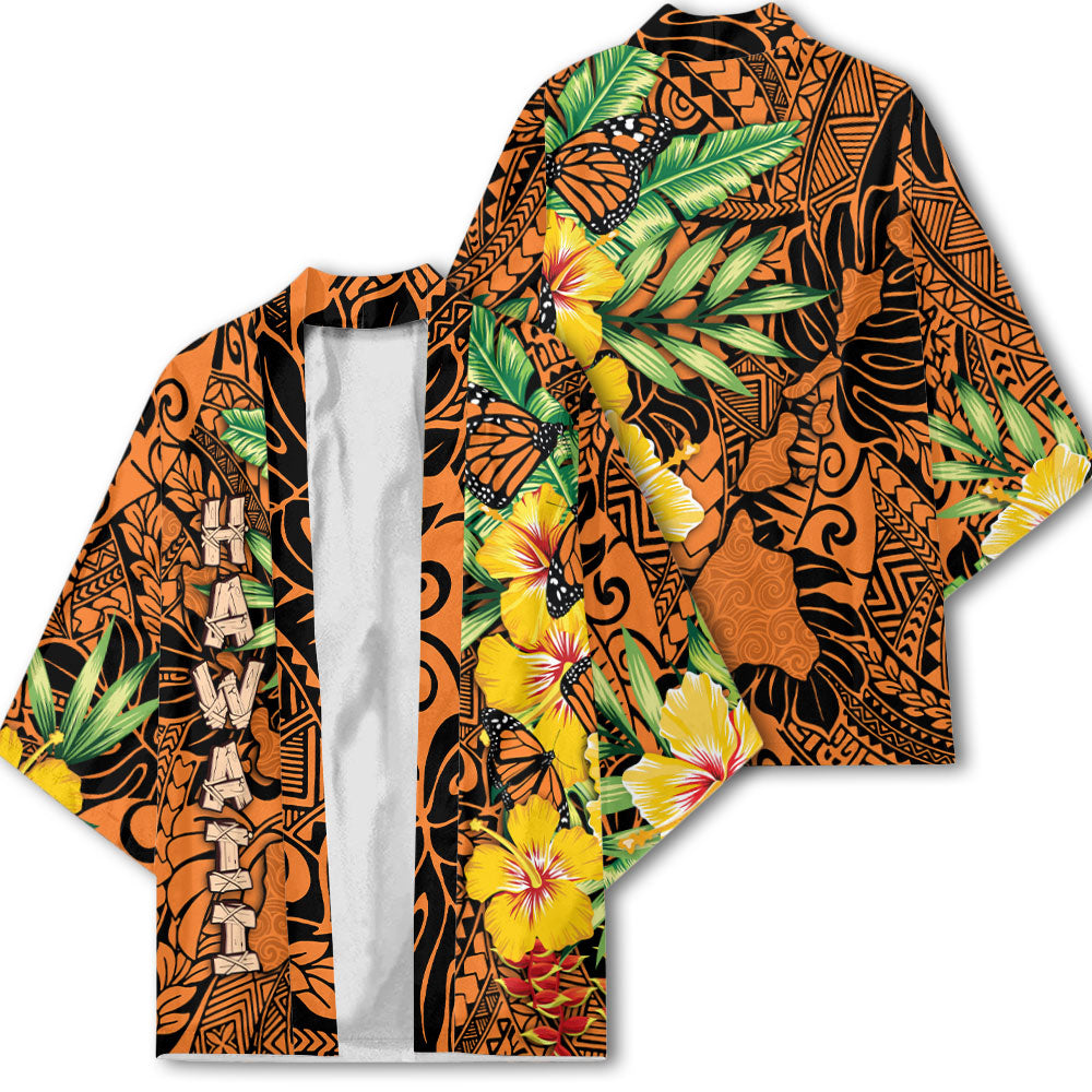 Hawaii Kimono Kamehameha Butterfly Tropical Style