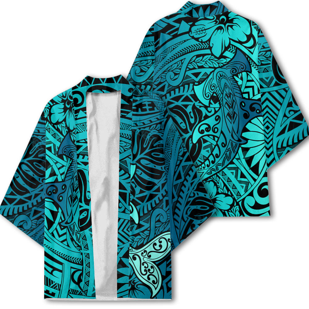 Hawaii Hammerhead Shark Kimono Light See Blue Style