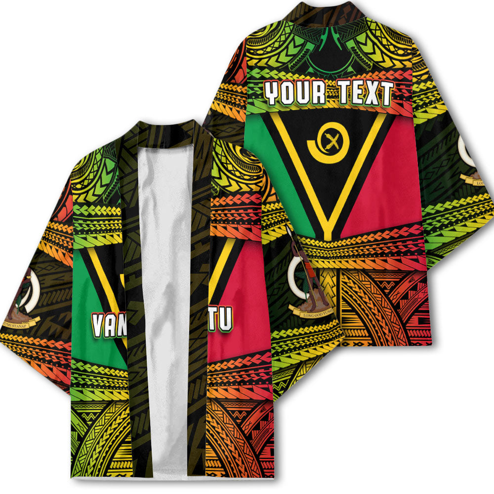 Custom Vanuatu Flag & Coat Of Arms Kimono Reggae Style