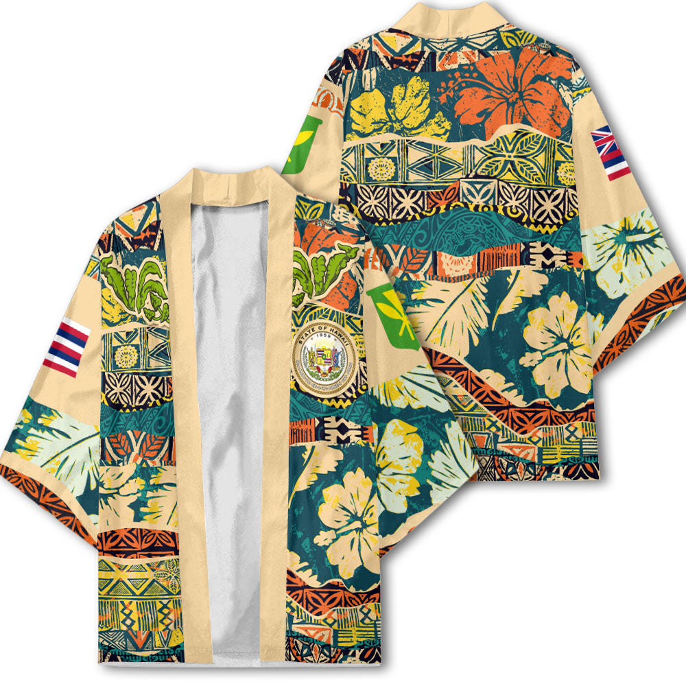 Hawaii Flag Kimono Coat Of Arm Style