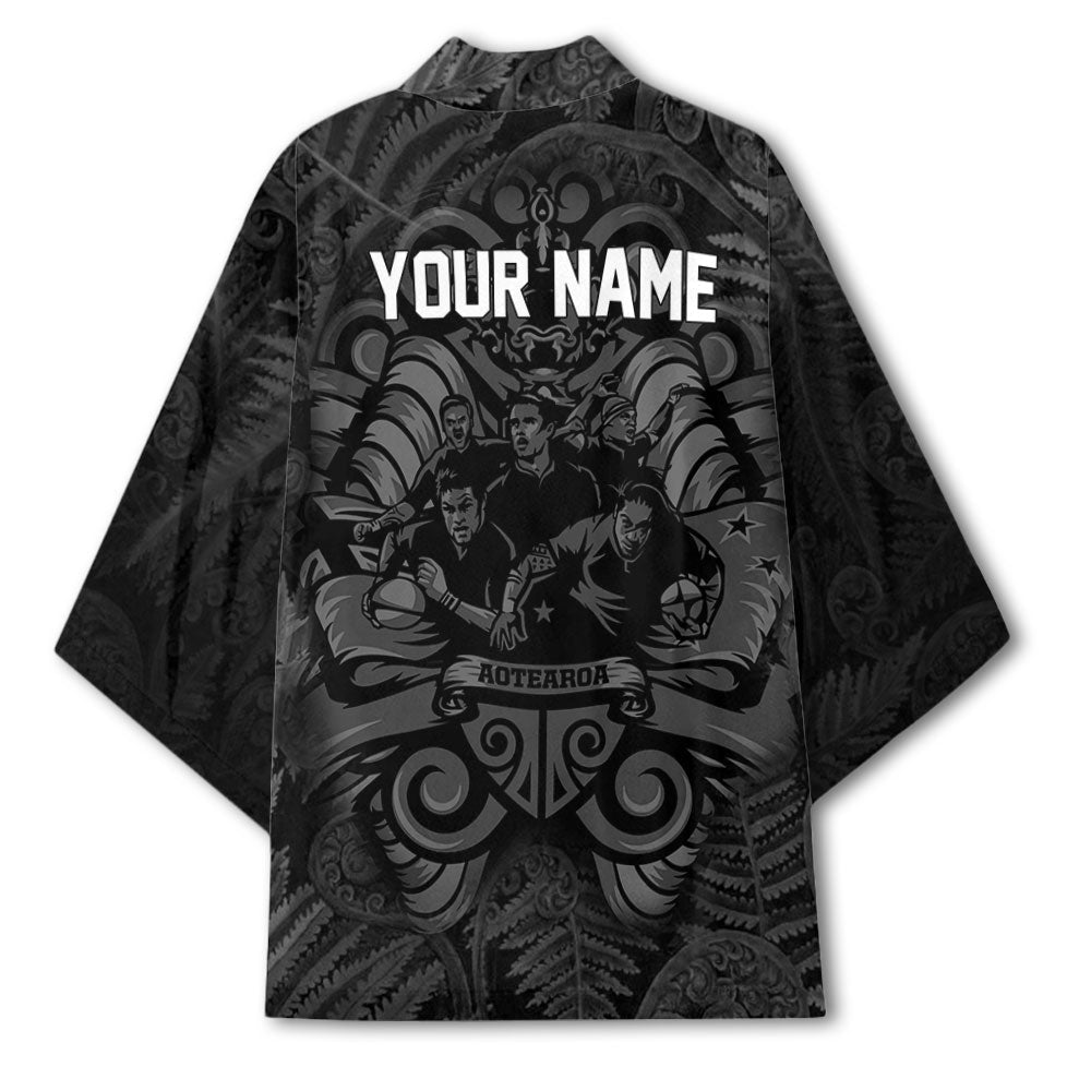 Custom New Zealand Rugby Kimono Silver Fern & Maori Warrior Style