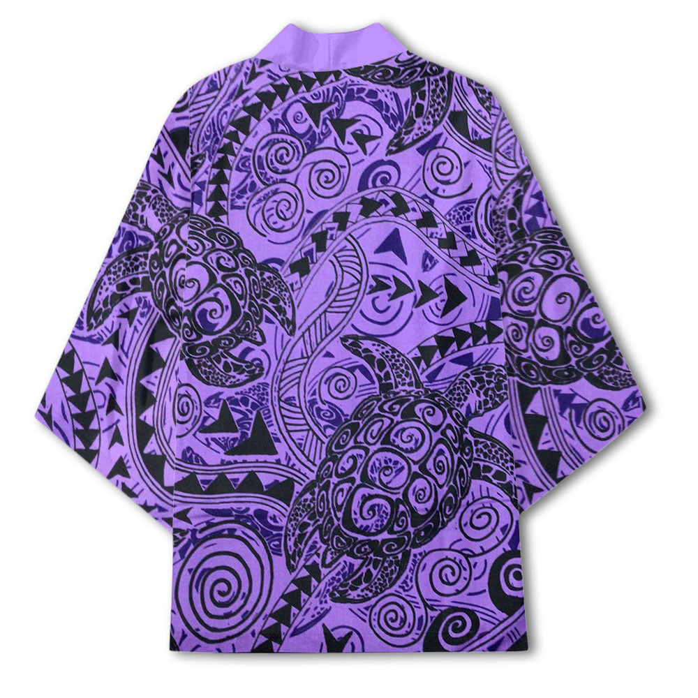 Hawaii Polynesian Turtle Kimono Purple Style