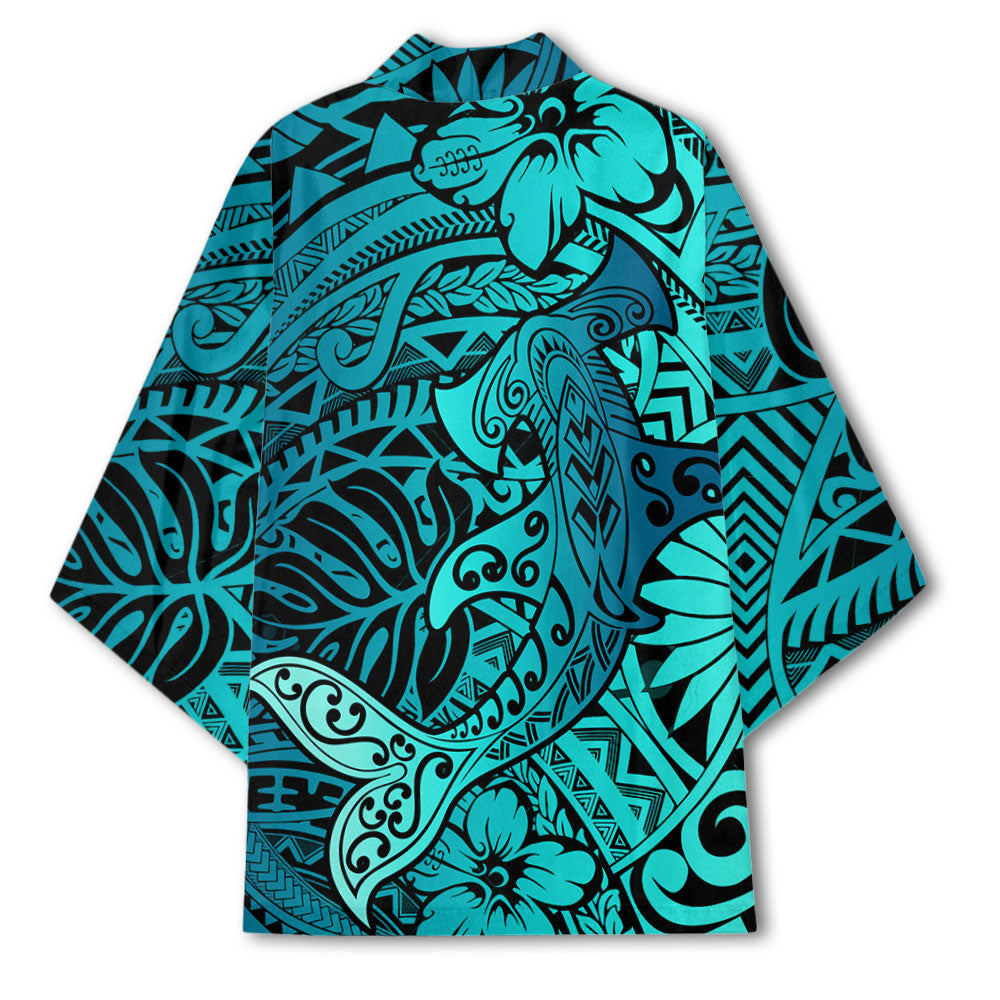 Hawaii Hammerhead Shark Kimono Light See Blue Style