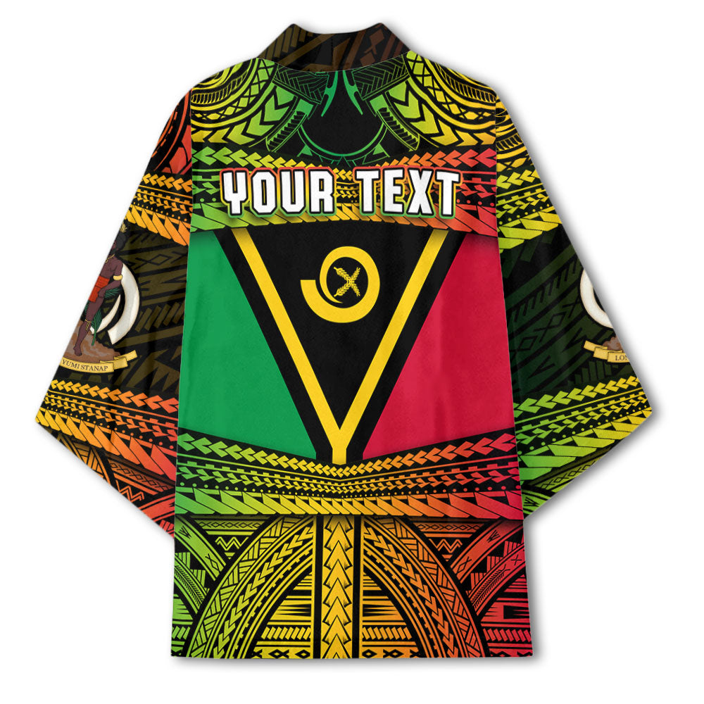 Custom Vanuatu Flag & Coat Of Arms Kimono Reggae Style