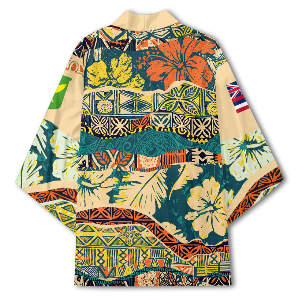 Hawaii Flag Kimono Coat Of Arm Style