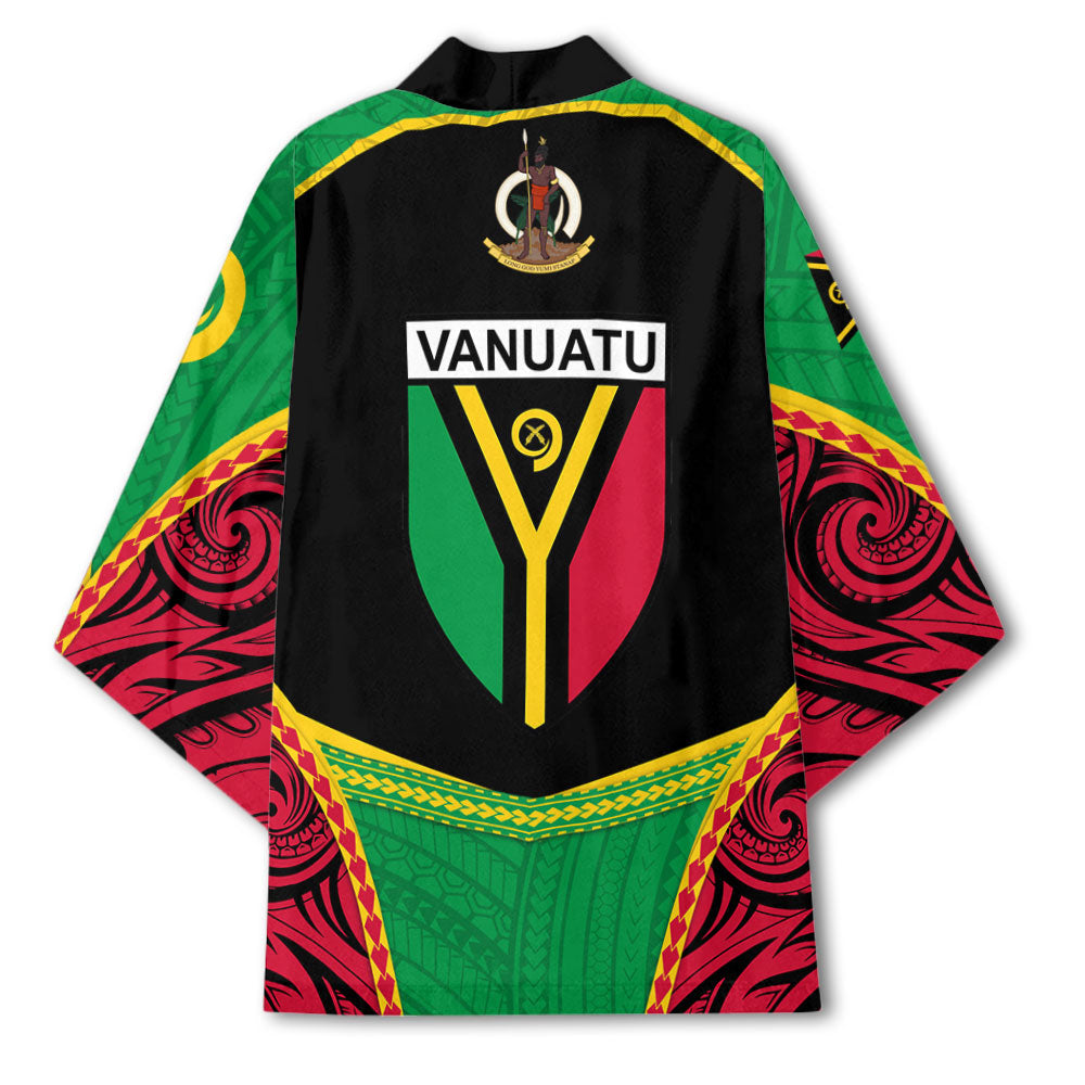 Custom Vanuatu Flag & Coat Of Arms Kimono Black Style