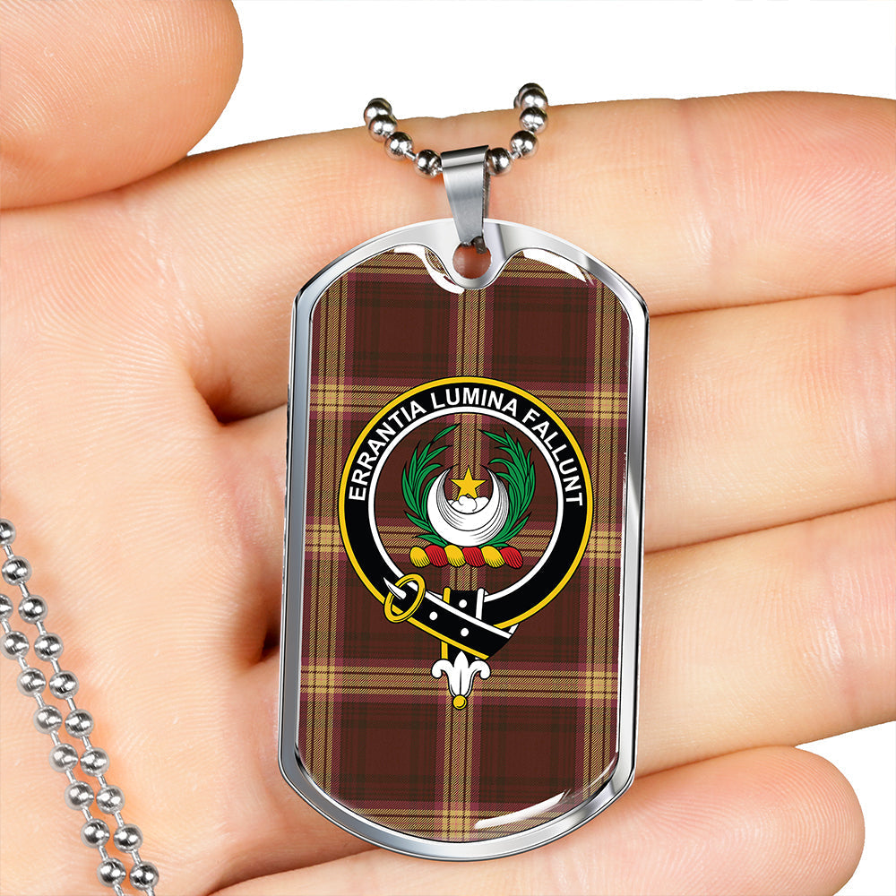 Kinnaird #2 Weathered Clan Badge Classic Tartan Dog Tag Necklace