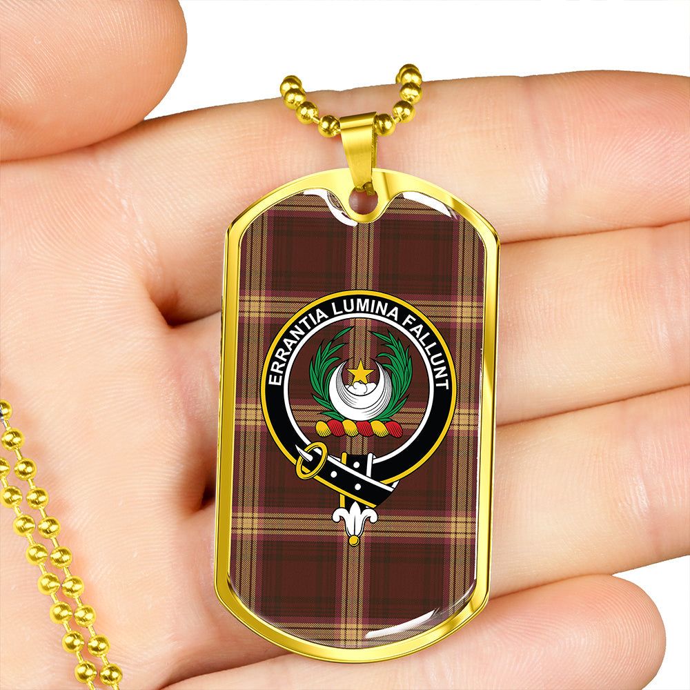 Kinnaird #2 Weathered Clan Badge Classic Tartan Dog Tag Necklace