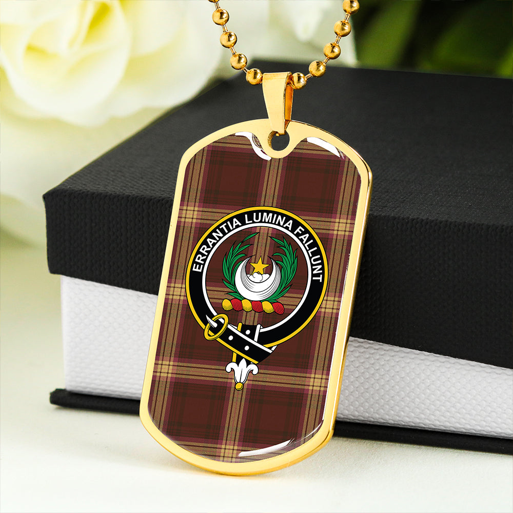 Kinnaird #2 Weathered Clan Badge Classic Tartan Dog Tag Necklace