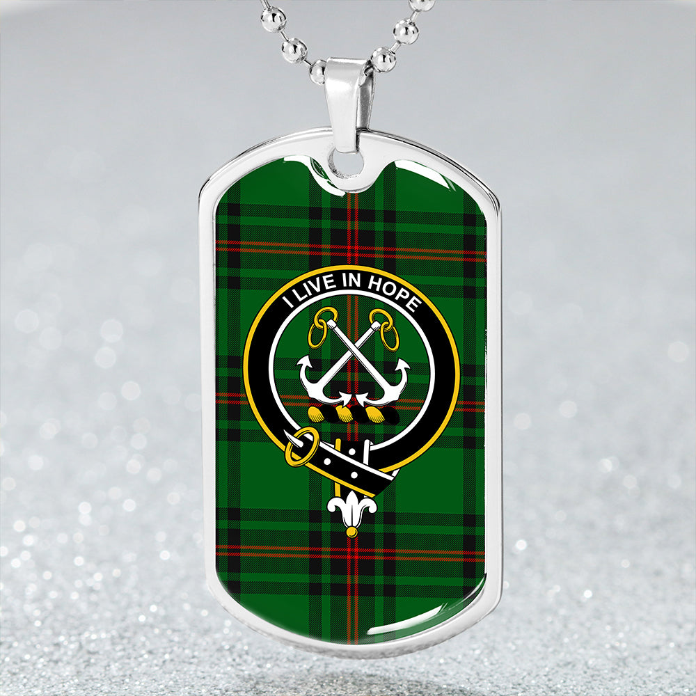 Kinnear Clan Badge Classic Tartan Dog Tag Necklace