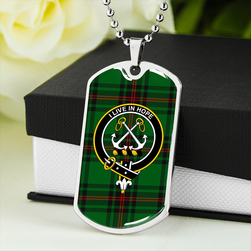 Kinnear Clan Badge Classic Tartan Dog Tag Necklace