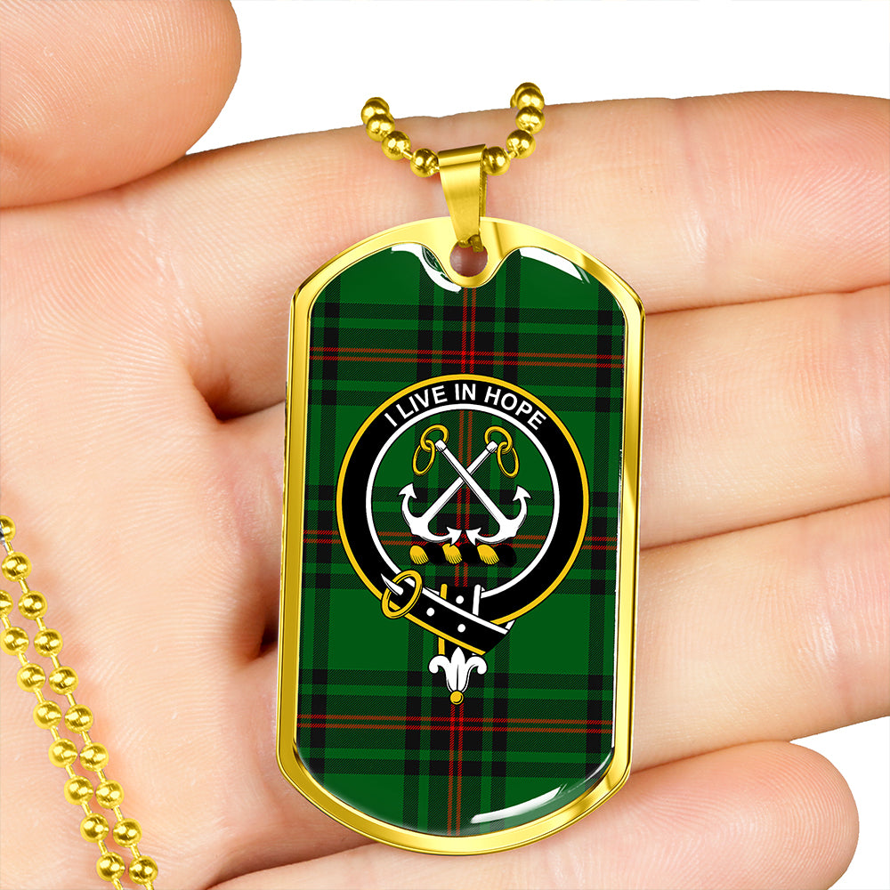 Kinnear Clan Badge Classic Tartan Dog Tag Necklace