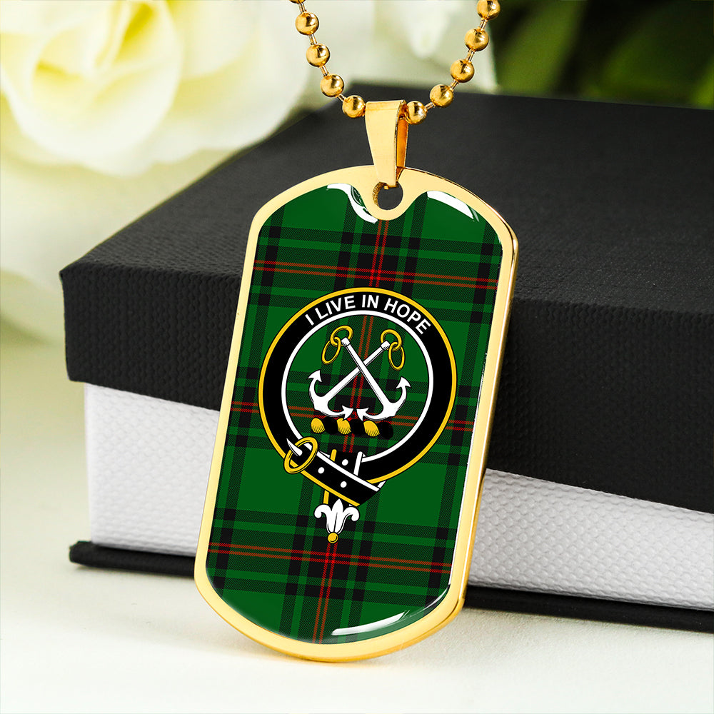 Kinnear Clan Badge Classic Tartan Dog Tag Necklace