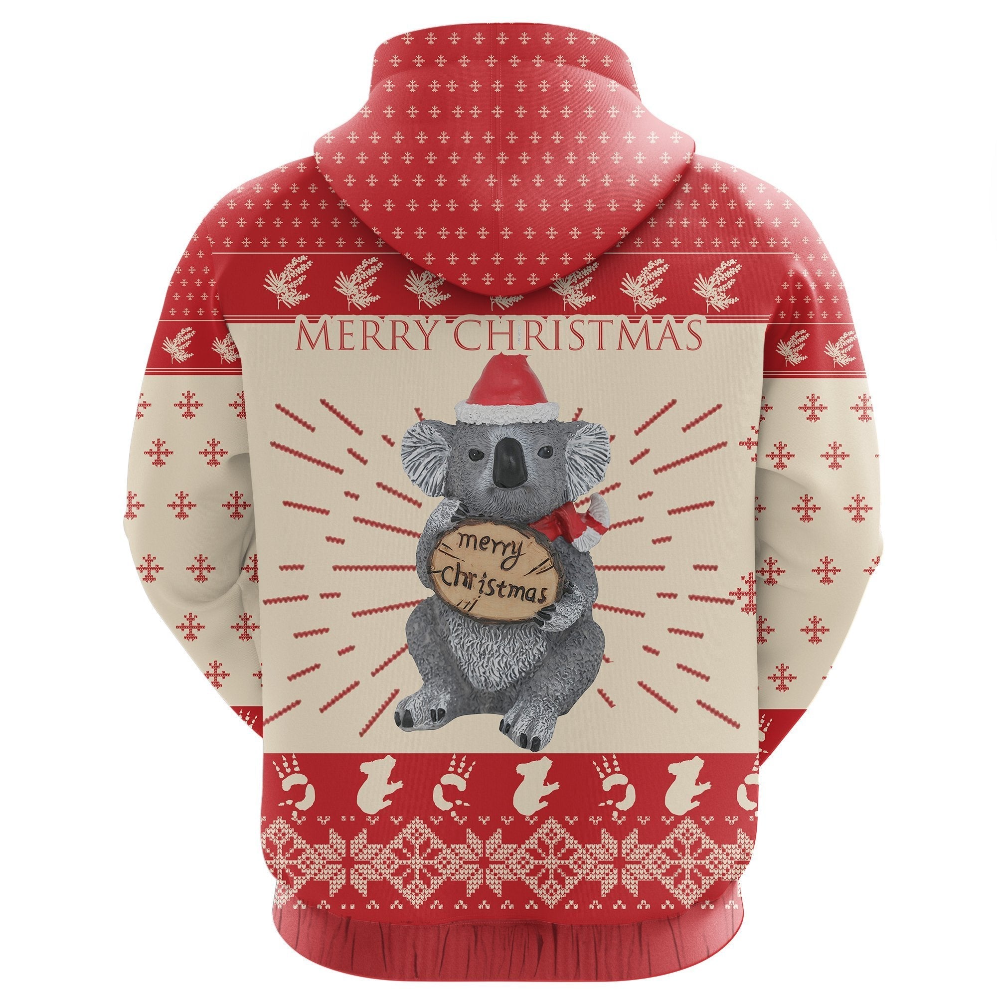 Christmas Zip Hoodie - Koala Hoodie Kangaroo Snowflakes All Over Print Unisex