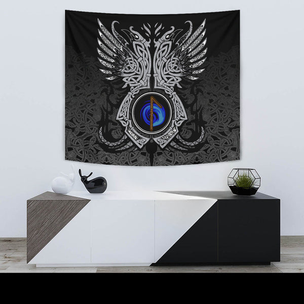 Viking Tapestry Laguz Rune Raven Tattoo