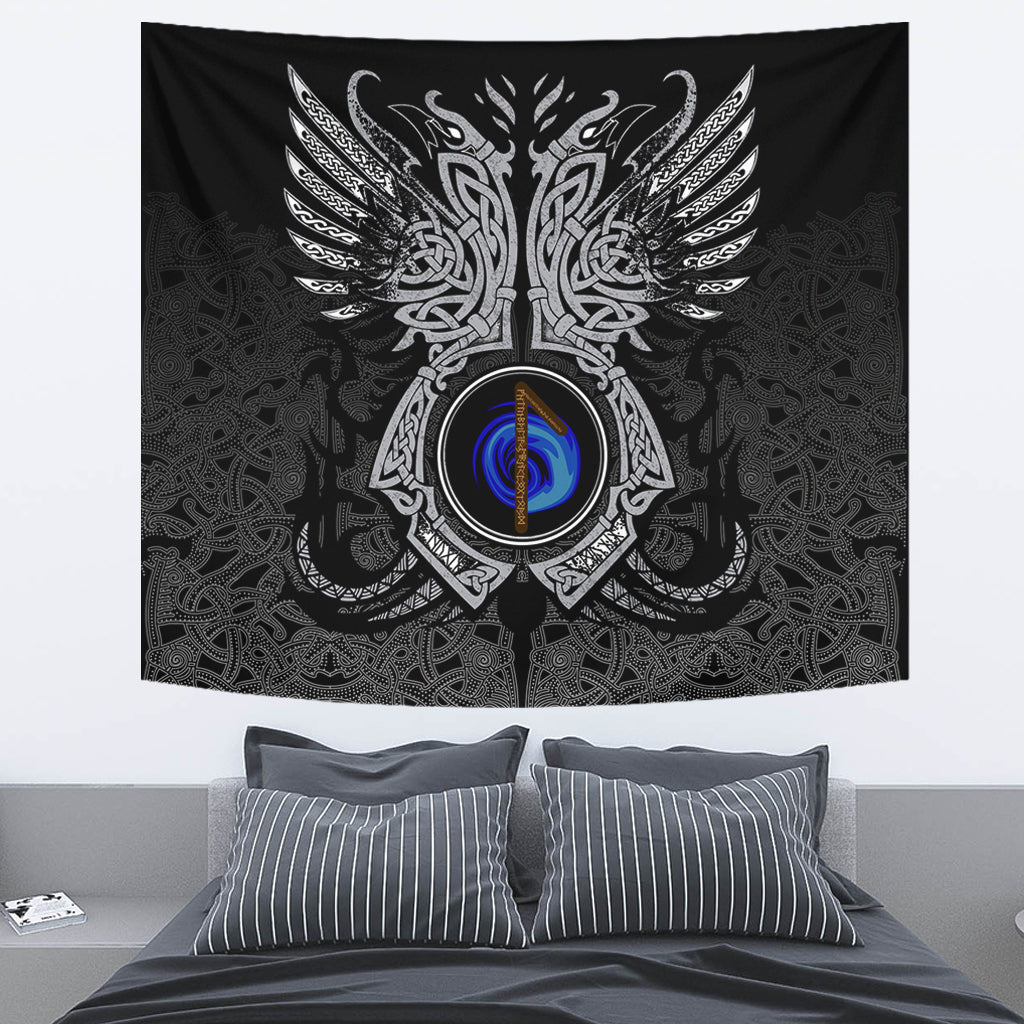 Viking Tapestry Laguz Rune Raven Tattoo