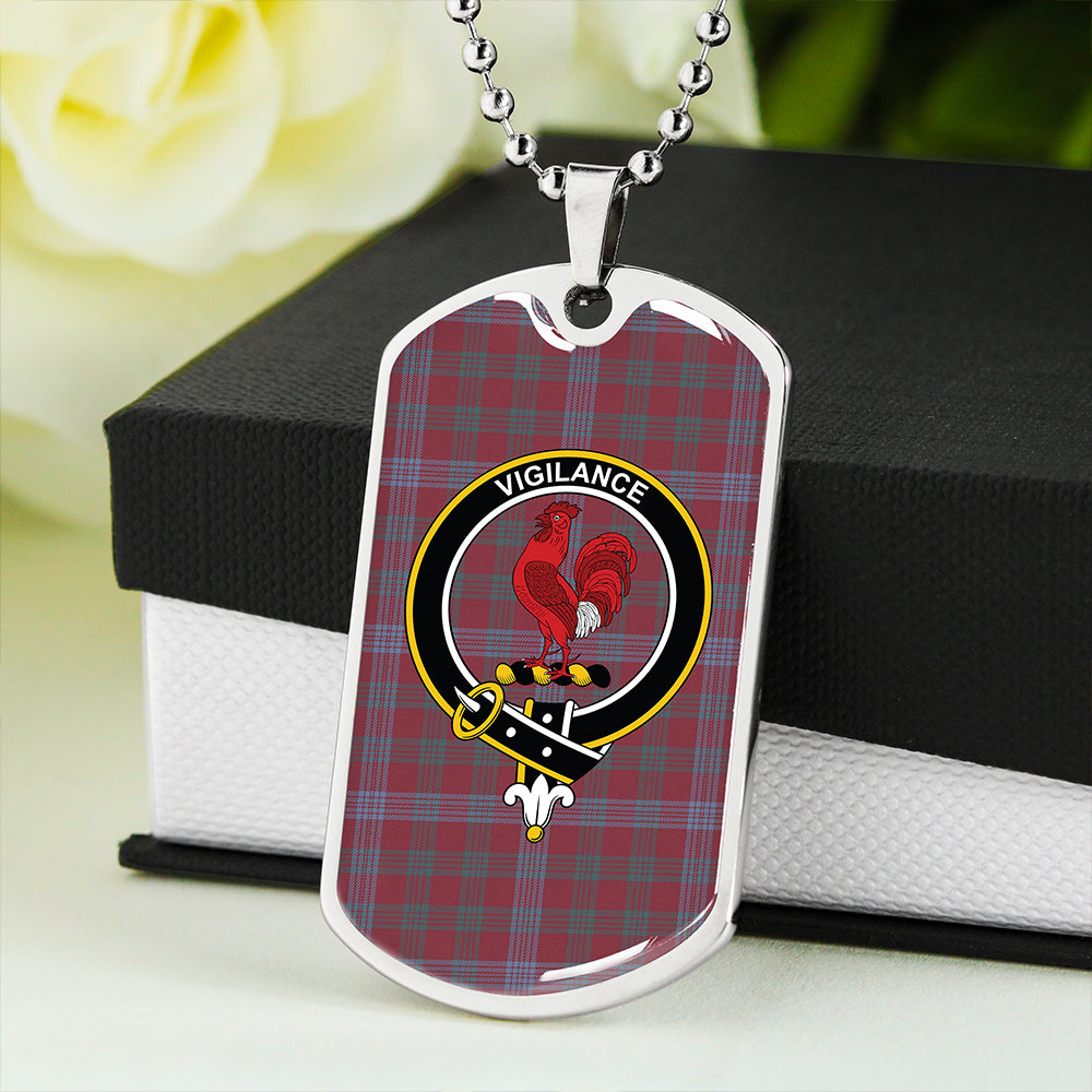Laing Artefact (Lang Artefact) Weathered Clan Badge Classic Tartan Dog Tag Necklace