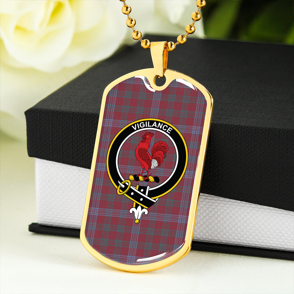 Laing Artefact (Lang Artefact) Weathered Clan Badge Classic Tartan Dog Tag Necklace