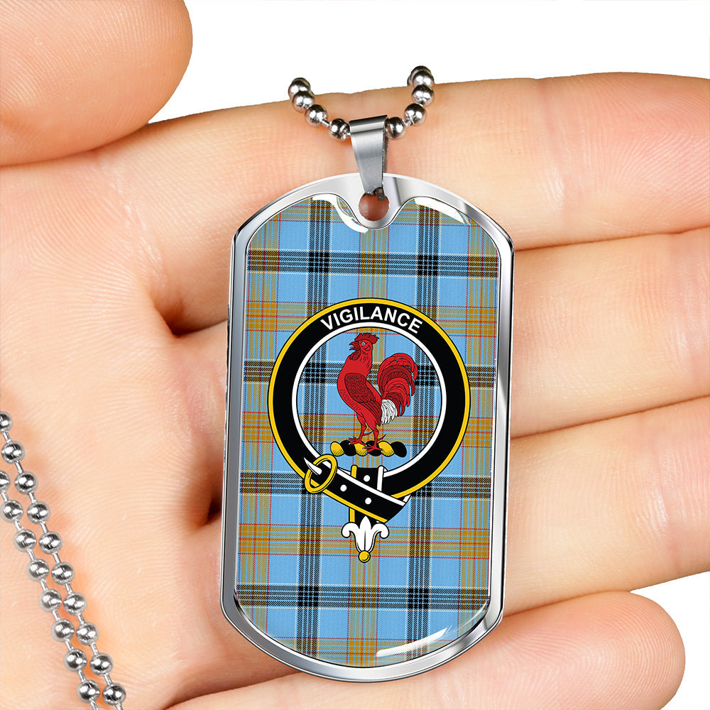 Laing (Lang) Ancient Clan Badge Classic Tartan Dog Tag Necklace
