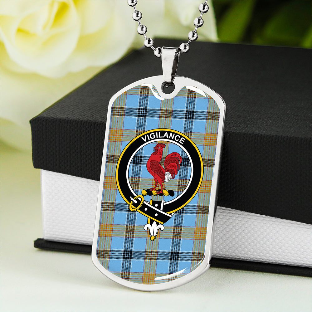 Laing (Lang) Ancient Clan Badge Classic Tartan Dog Tag Necklace