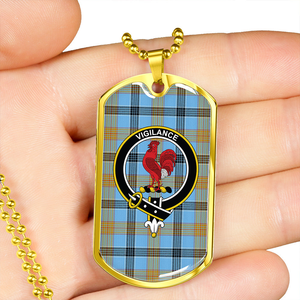 Laing (Lang) Ancient Clan Badge Classic Tartan Dog Tag Necklace