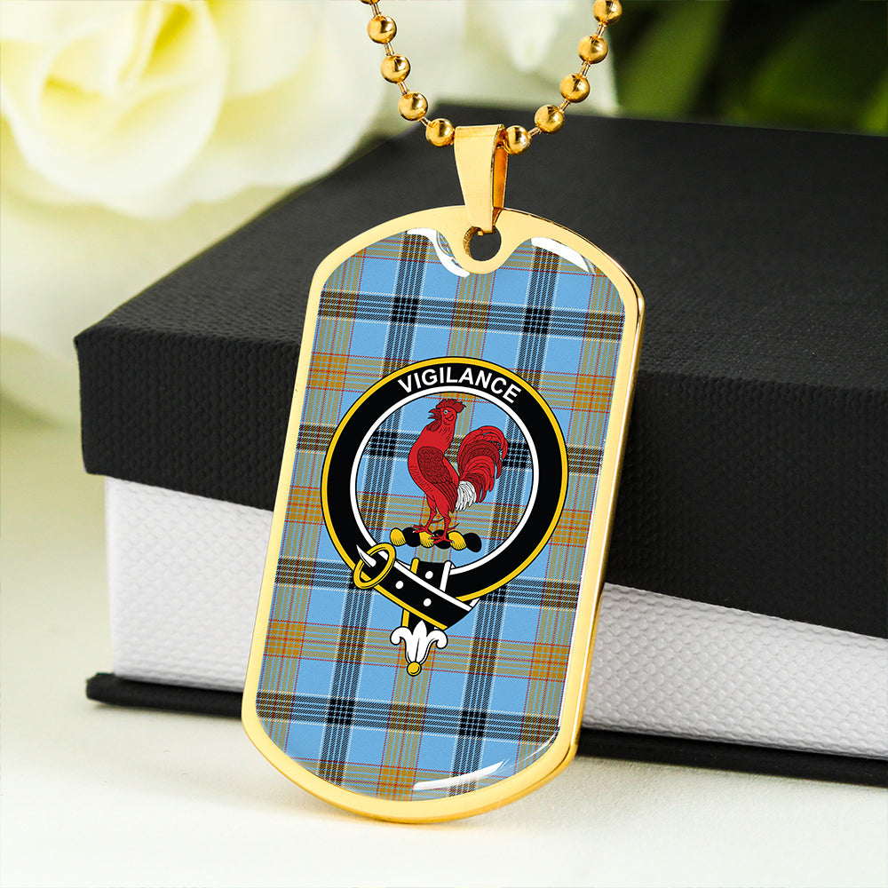 Laing (Lang) Ancient Clan Badge Classic Tartan Dog Tag Necklace