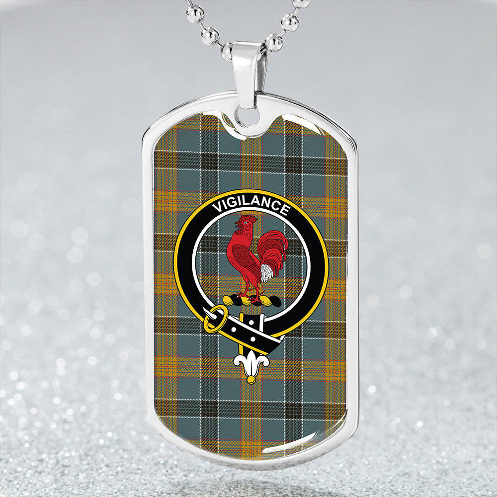 Laing (Lang) Weathered Clan Badge Classic Tartan Dog Tag Necklace