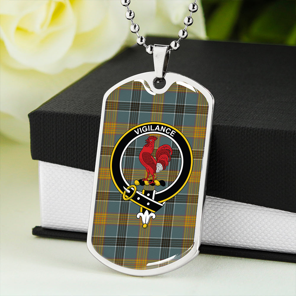 Laing (Lang) Weathered Clan Badge Classic Tartan Dog Tag Necklace