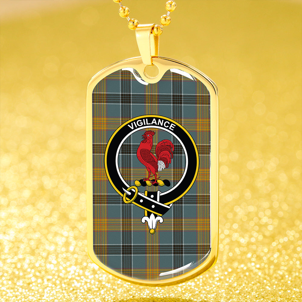 Laing (Lang) Weathered Clan Badge Classic Tartan Dog Tag Necklace