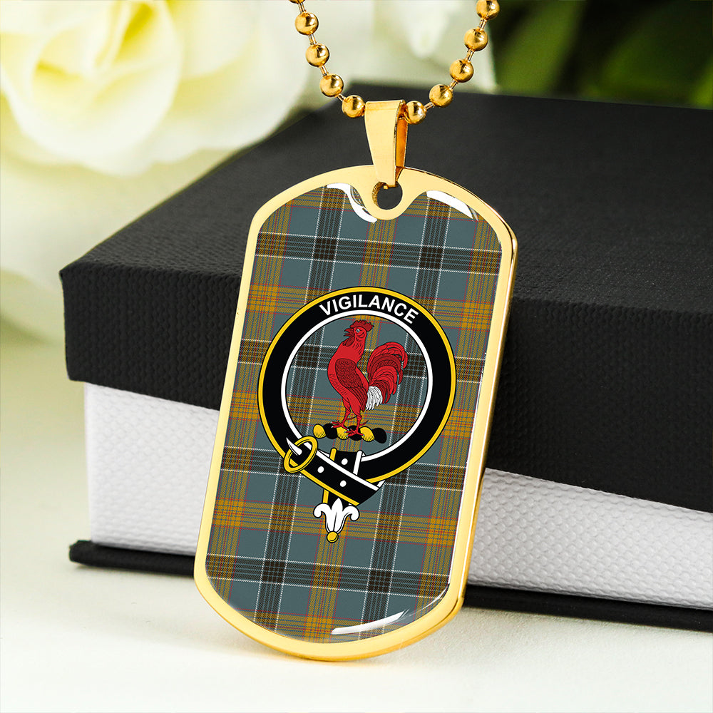 Laing (Lang) Weathered Clan Badge Classic Tartan Dog Tag Necklace