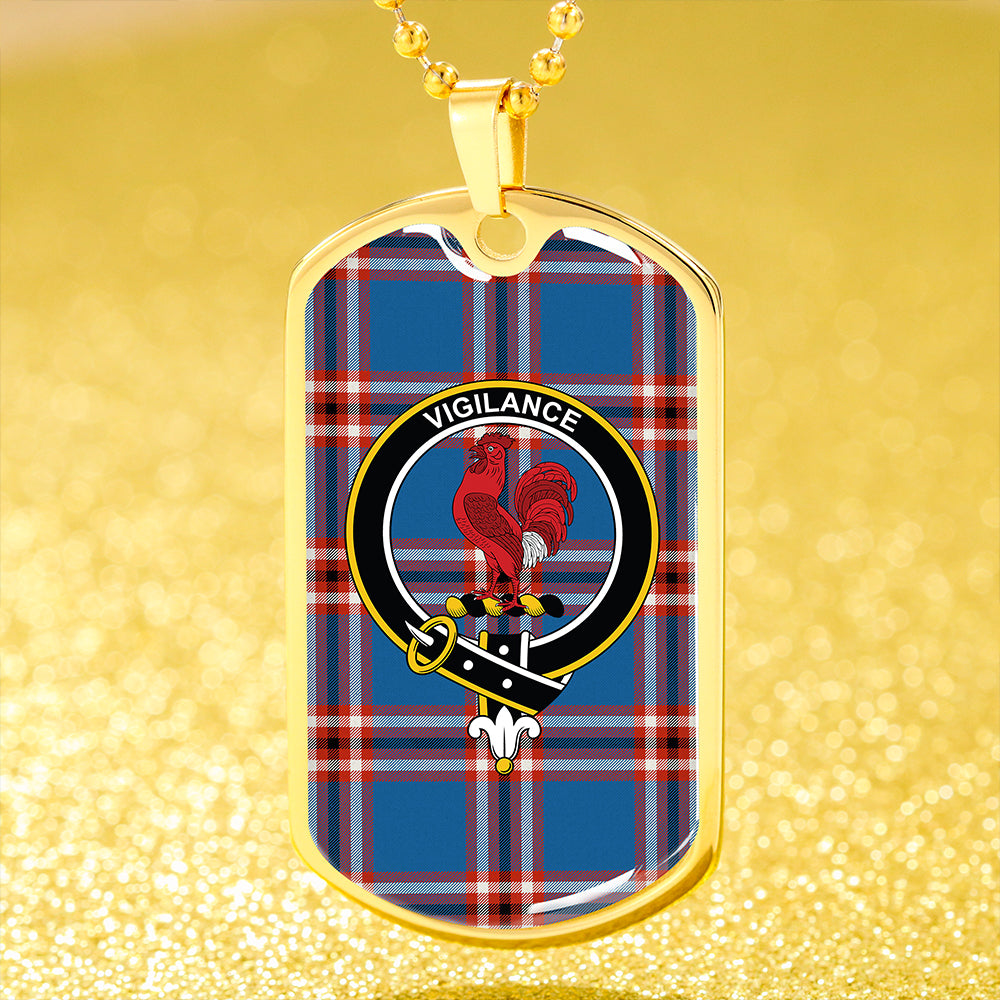 Laing of Archiestown (Lang of Archiestown) Ancient Clan Badge Classic Tartan Dog Tag Necklace