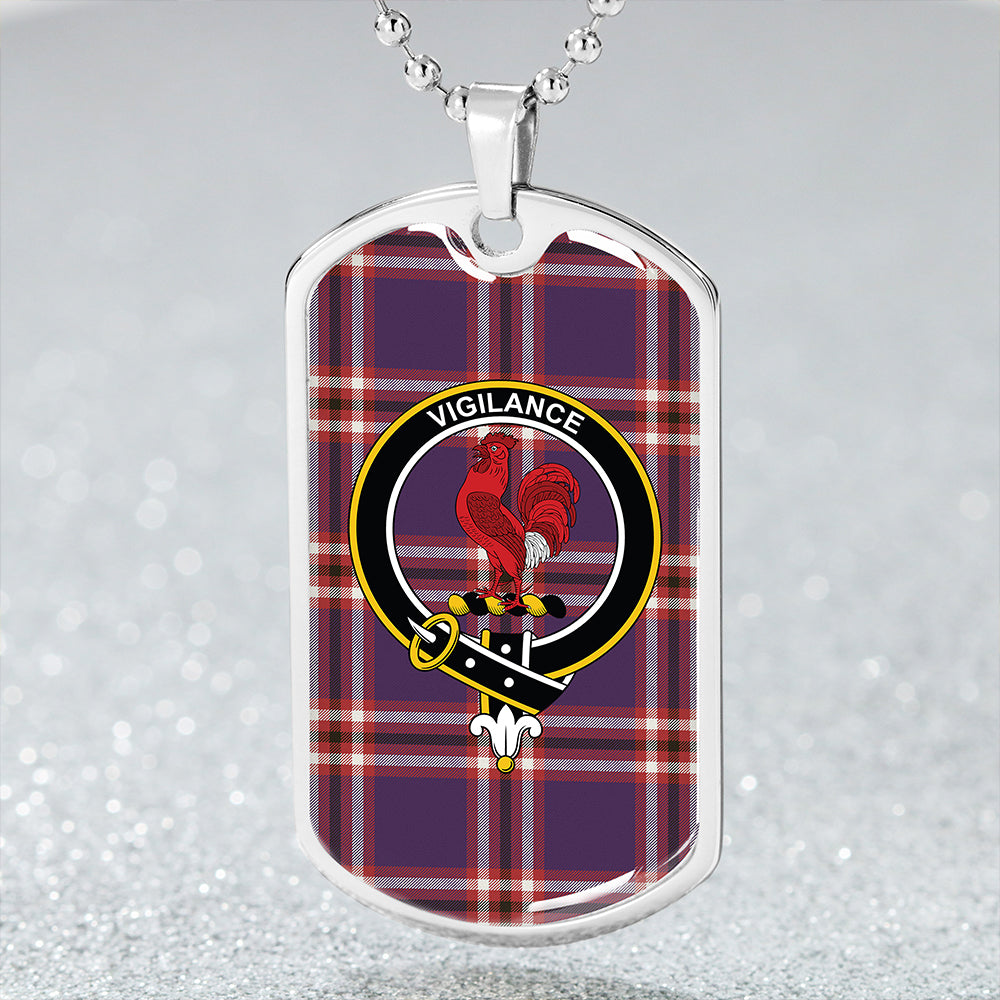 Laing of Archiestown (Lang of Archiestown) Weathered Clan Badge Classic Tartan Dog Tag Necklace