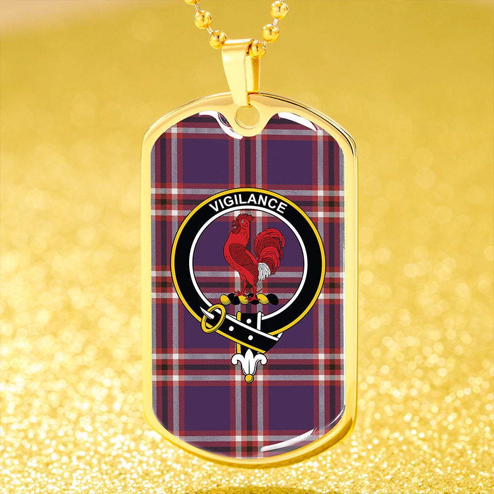 Laing of Archiestown (Lang of Archiestown) Weathered Clan Badge Classic Tartan Dog Tag Necklace