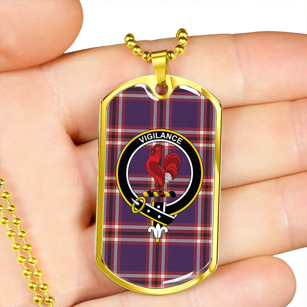 Laing of Archiestown (Lang of Archiestown) Weathered Clan Badge Classic Tartan Dog Tag Necklace