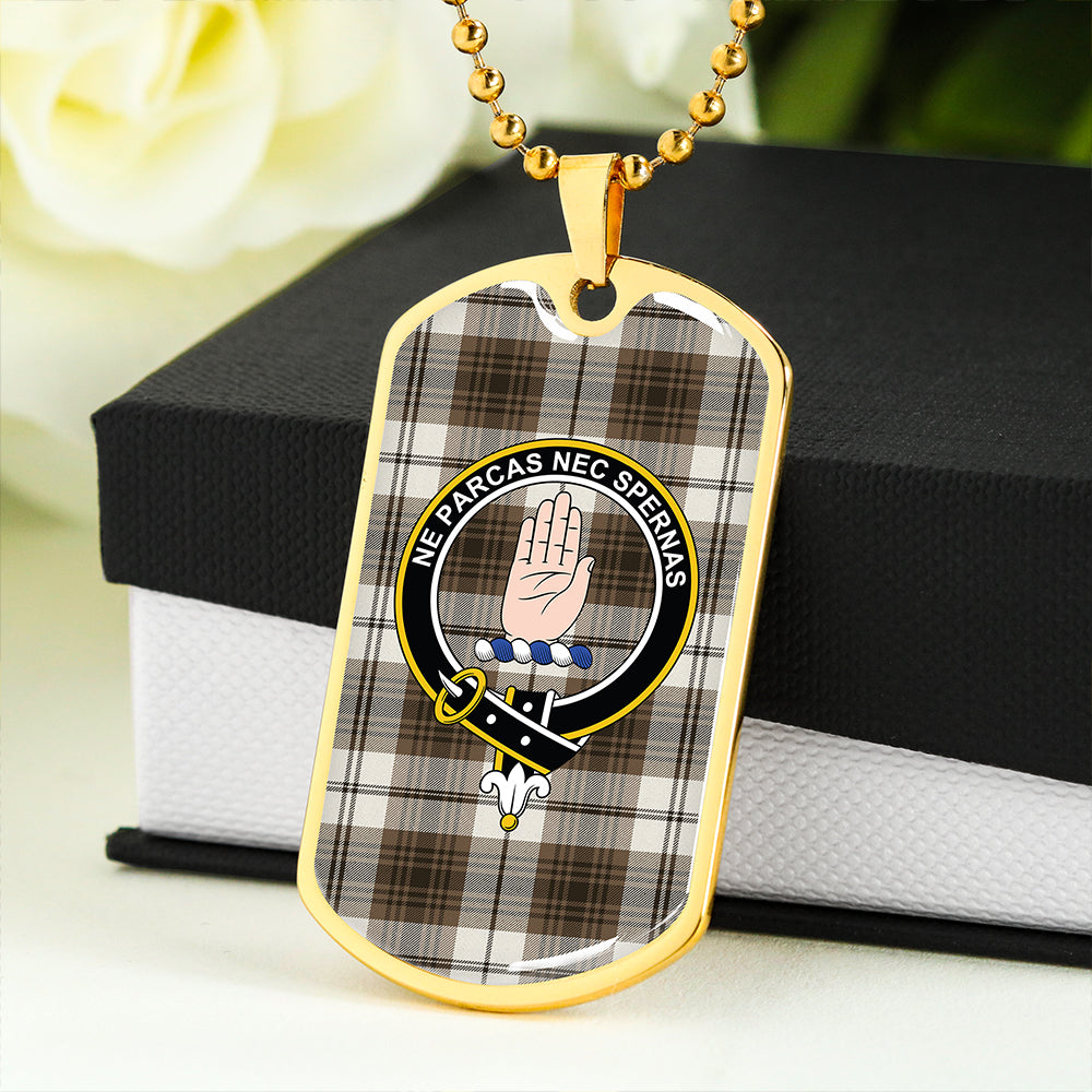 Lamont Dress (MacLamont Dress) Weathered Clan Badge Classic Tartan Dog Tag Necklace