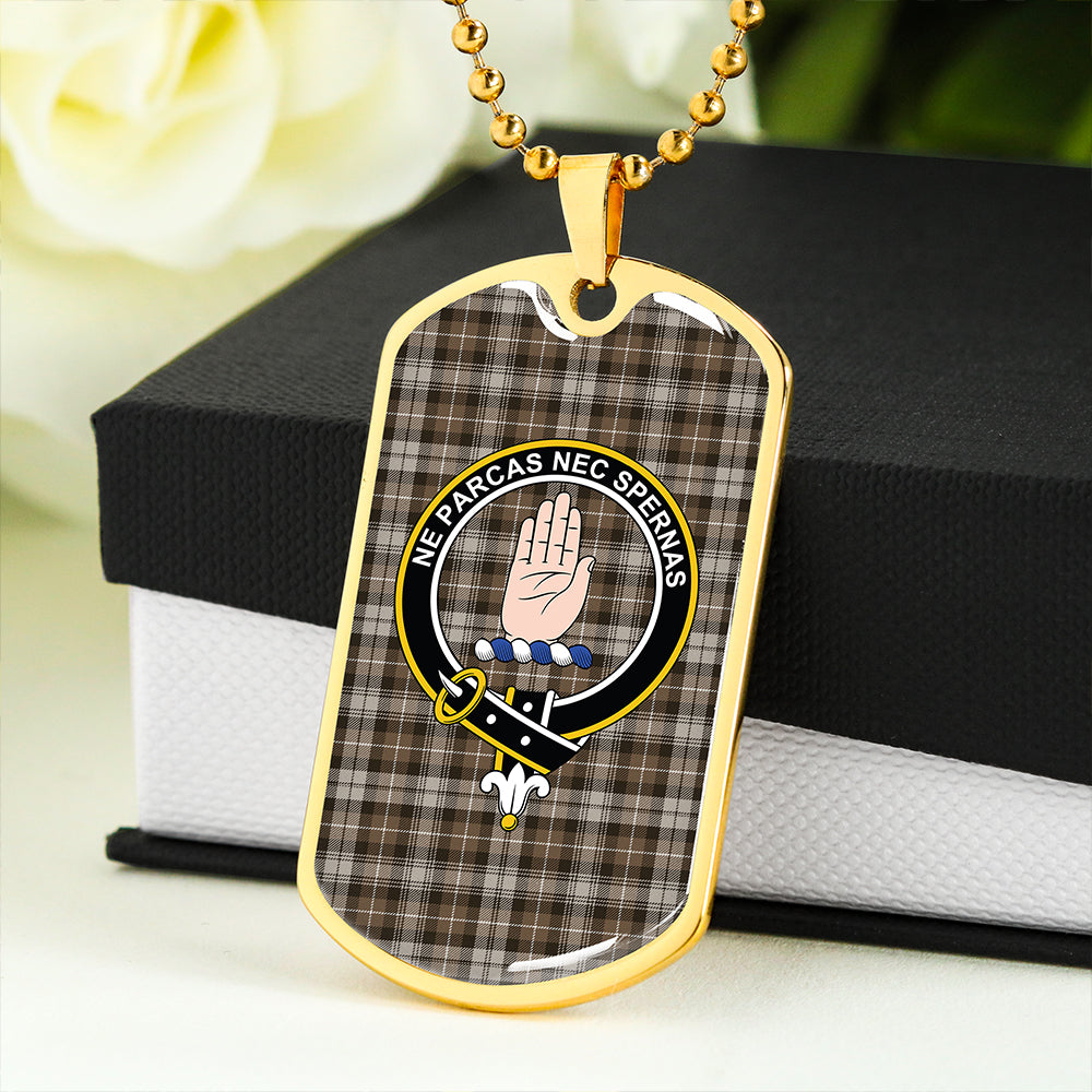 Lamont Heather (MacLamont Heather) Weathered Clan Badge Classic Tartan Dog Tag Necklace