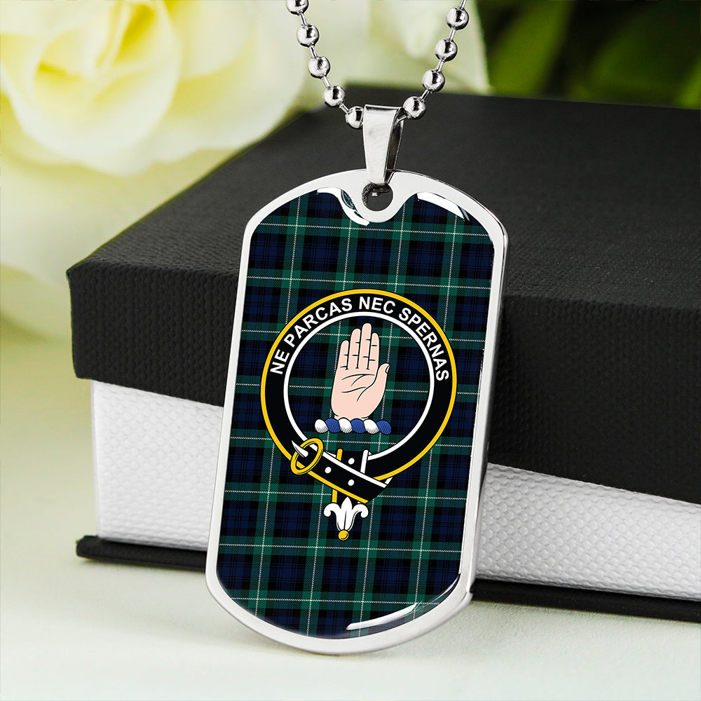 Lamont (MacLamont) Modern Clan Badge Classic Tartan Dog Tag Necklace