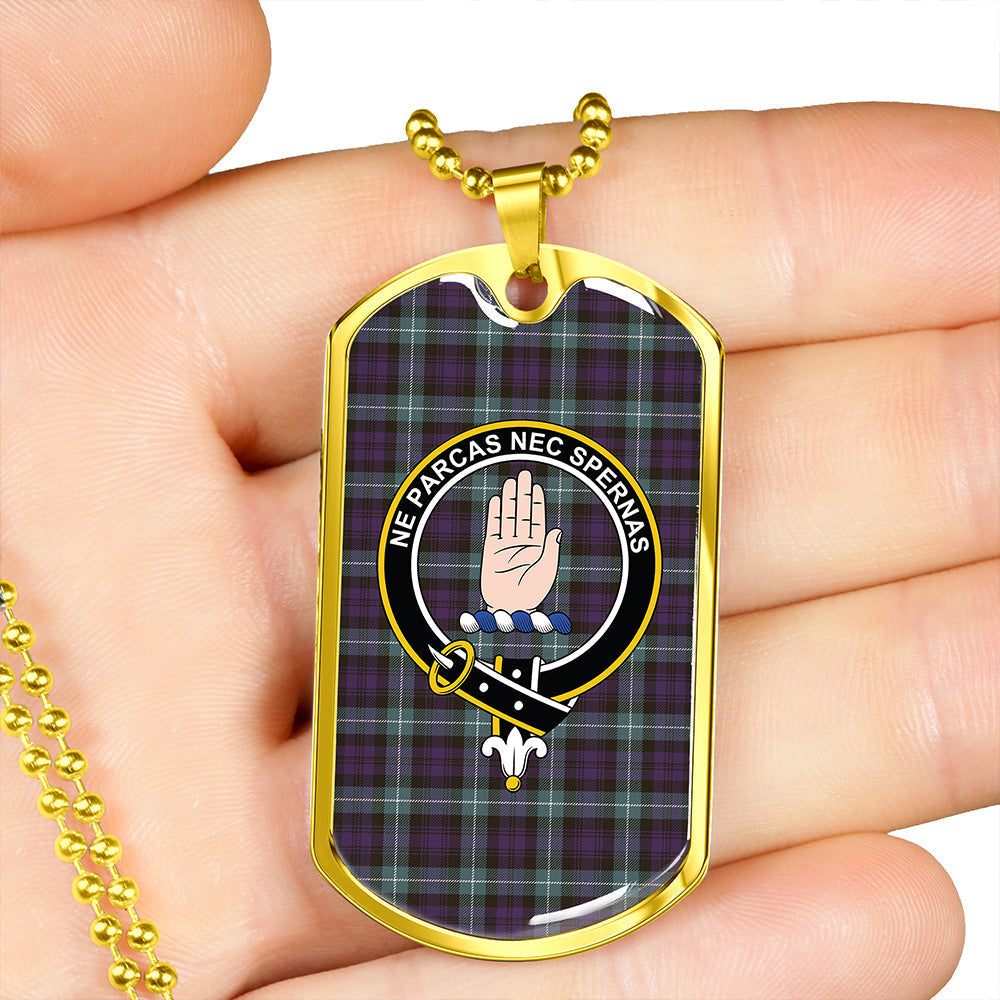 Lamont (MacLamont) Weathered Clan Badge Classic Tartan Dog Tag Necklace