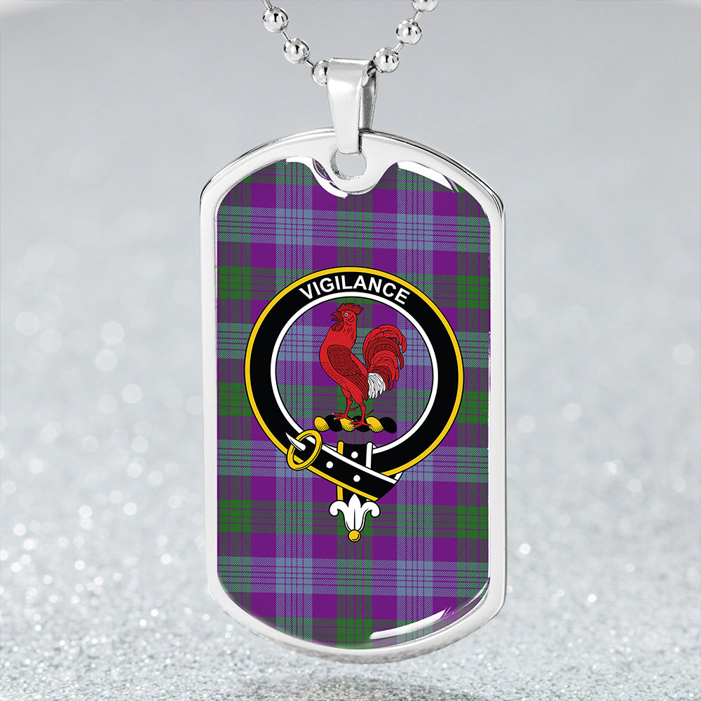 Lang (Laing) Ancient Clan Badge Classic Tartan Dog Tag Necklace