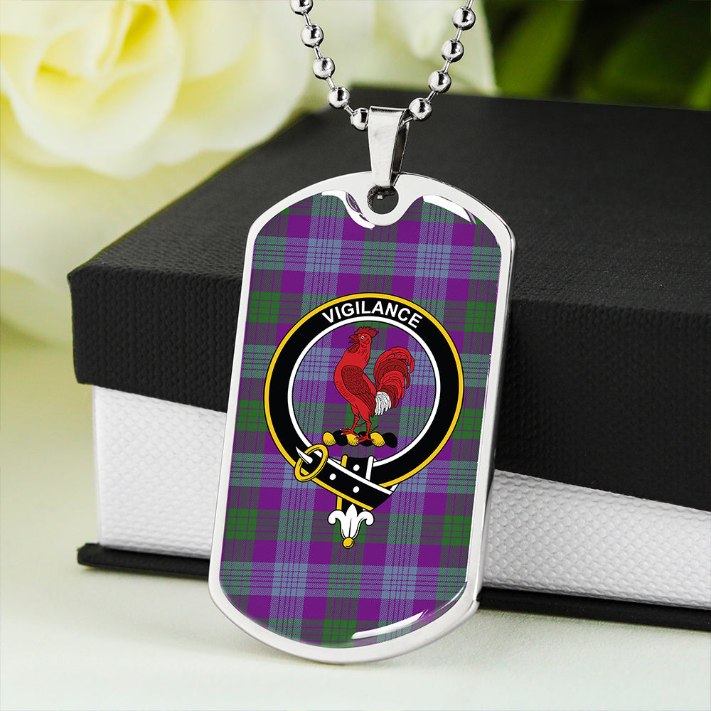 Lang (Laing) Ancient Clan Badge Classic Tartan Dog Tag Necklace