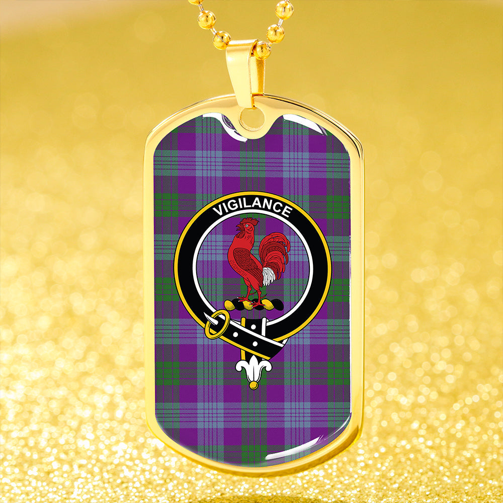 Lang (Laing) Ancient Clan Badge Classic Tartan Dog Tag Necklace