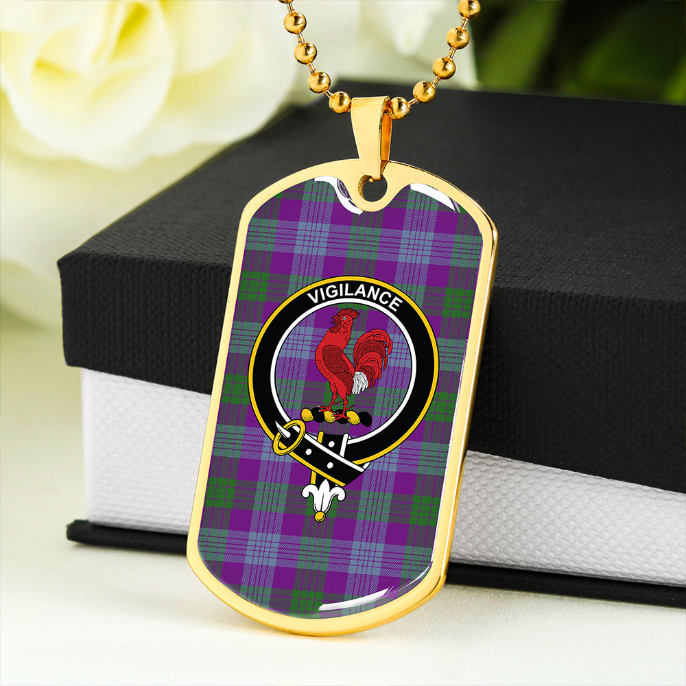 Lang (Laing) Ancient Clan Badge Classic Tartan Dog Tag Necklace