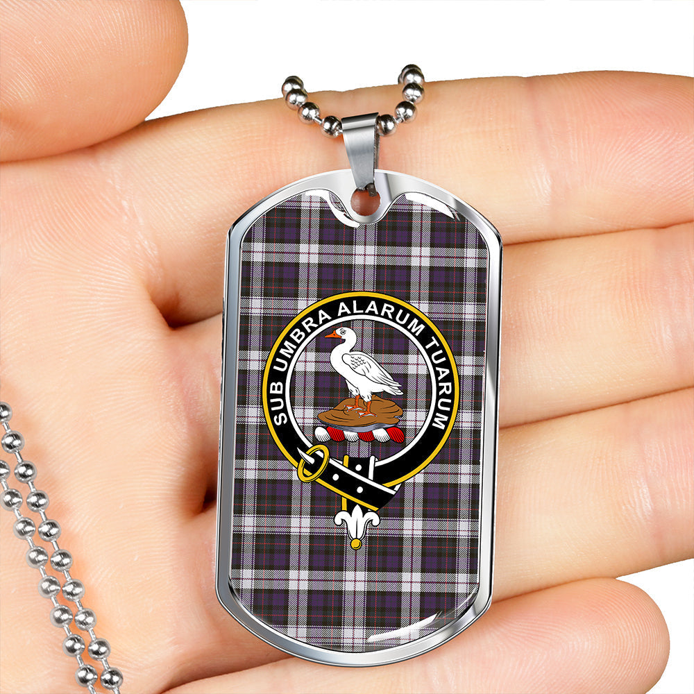 Lauder Dress Weathered Clan Badge Classic Tartan Dog Tag Necklace